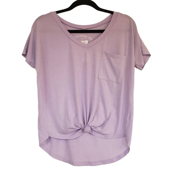 AERO Girlfriend tee size XS tie front lavender New - Picture 1 of 7